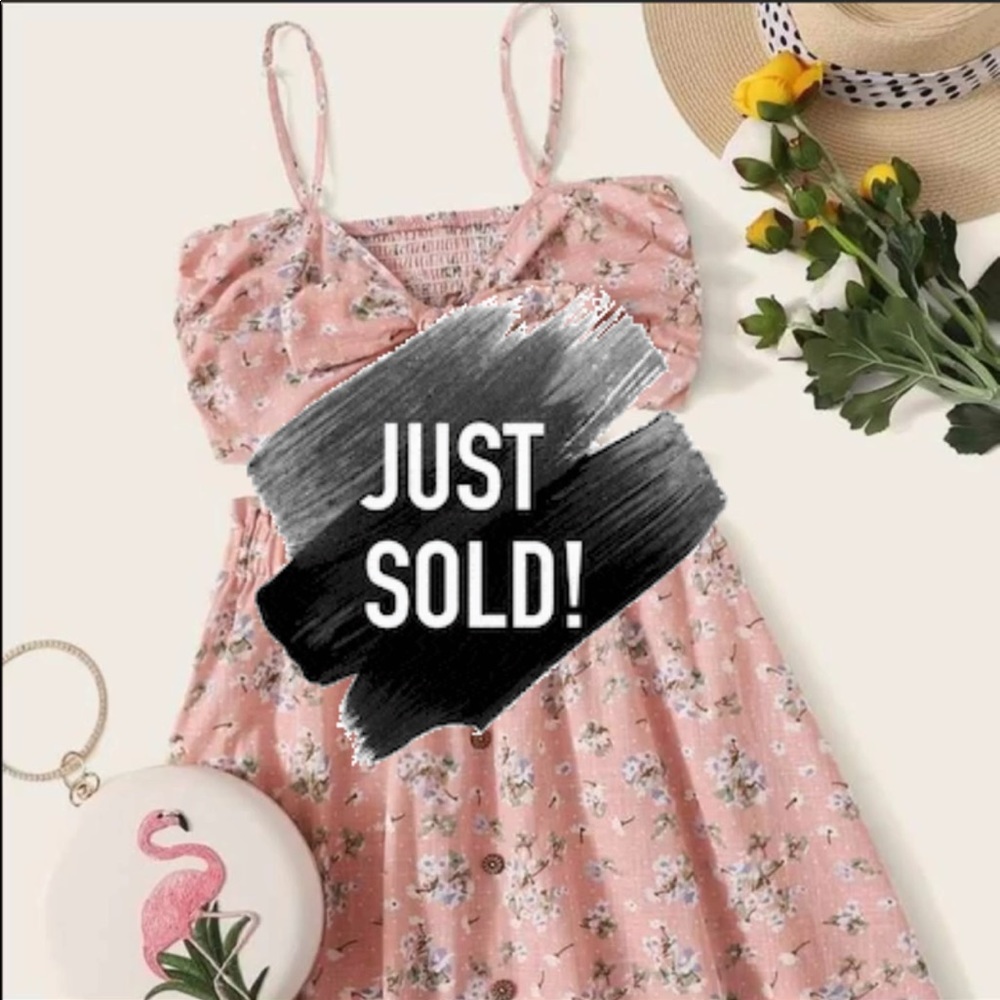 Baby Pink two piece floral skirt set